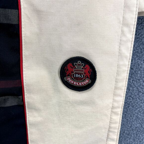 Pendleton Trench Coat Womens XXL Classic Tan Beige Plaid Lining Belted Buttons - Picture 6 of 16